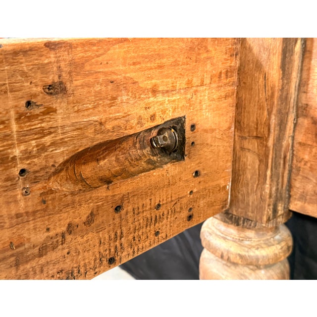 British Colonial Style Hardwood and Forged Iron Four Poster Queen Bed Frame For Sale - Image 13 of 14