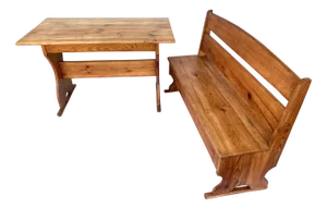 Table and Bench in Pine Wood, 1960s, Set of 2