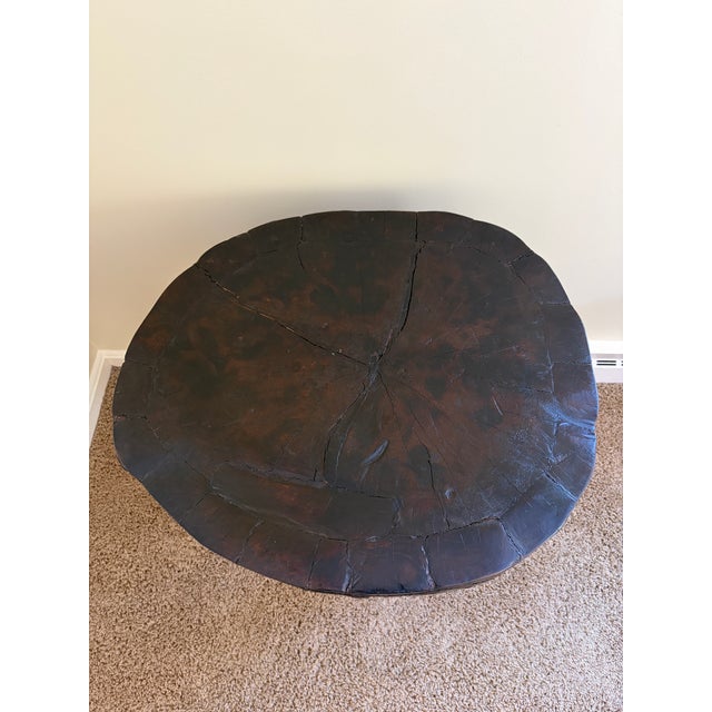 Antique Hand-Carved Wood and Iron Side Table With Sculptural Primitive Form For Sale - Image 14 of 14