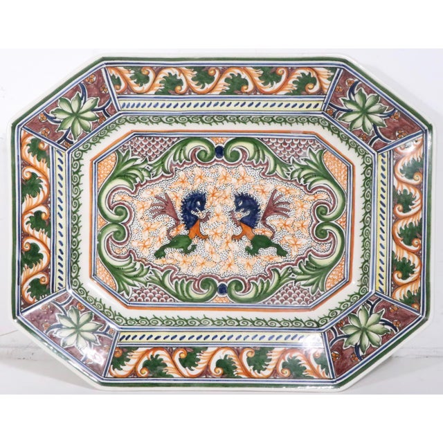 Spanish Revival Mid 20th Century Spanish Revival Decorative Real Ceramica Platter Made in Portugal For Sale - Image 3 of 8
