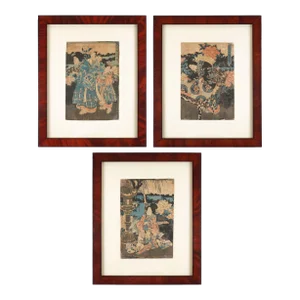 Set of 3 Japanese Framed Woodblock Prints by Utagawa Toyokuni, 1786-1865