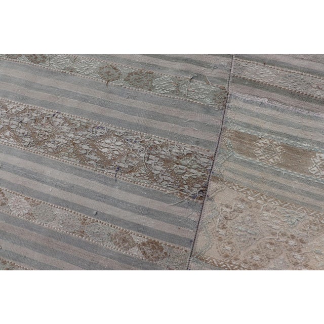 Vintage Neutral Paneled Kilim Flat-Weave in Neutral Muted Tones For Sale - Image 13 of 13