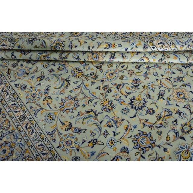 Green Hand-Knotted Kashan Cork Rug in Wool For Sale - Image 8 of 11