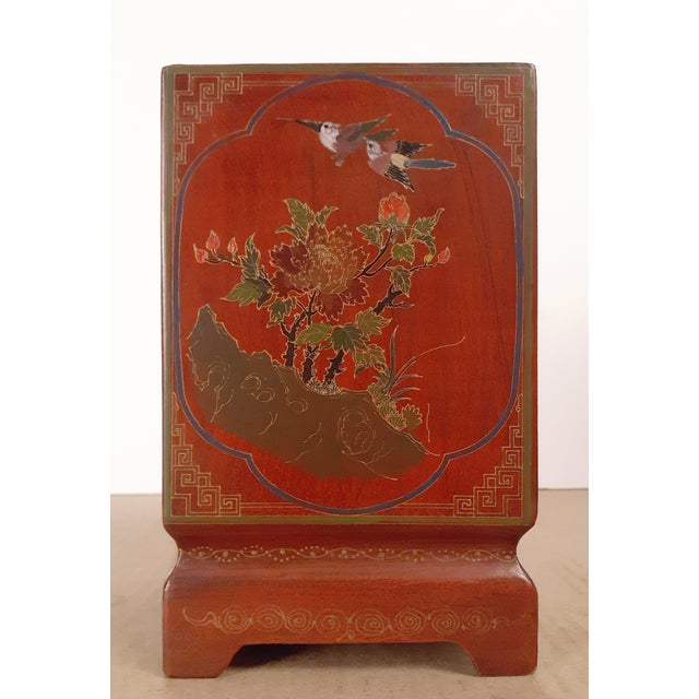 Chinese Chinese Red Lacquer Huaniao Rhomboid Bitong For Sale - Image 3 of 11