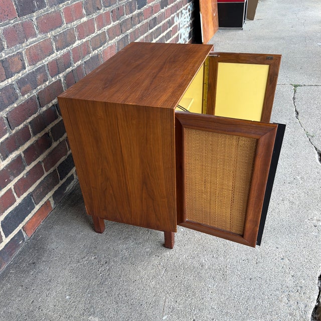 Wood American of Martinsville Wonderwood Walnut & Cane Cabinet / Nightstand For Sale - Image 7 of 11