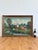 This large original vintage oil painting, from around 1970, shows a peaceful countryside village with cottages, a church...