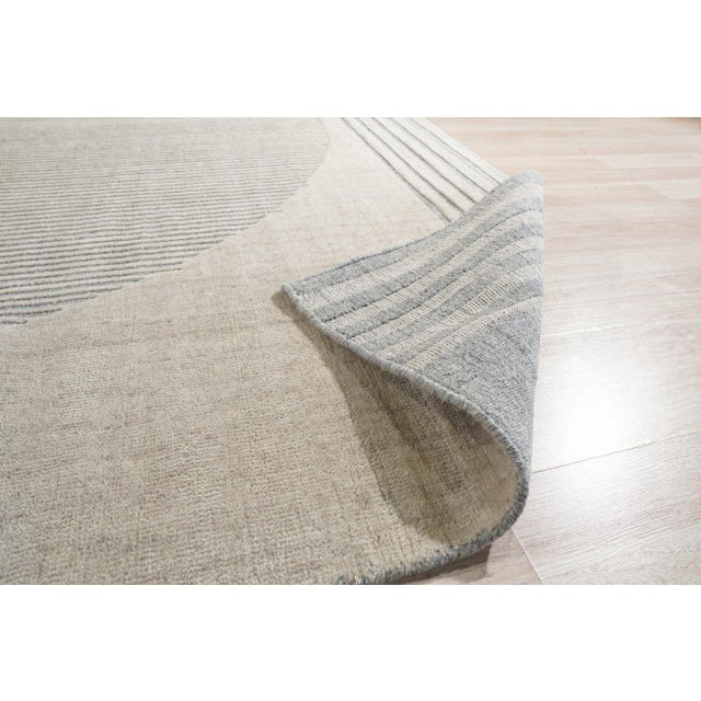 4x6 Majestic Chic Charcoal Geometric Modern Hand Knotted Wool Carpet Rug For Sale - Image 4 of 6