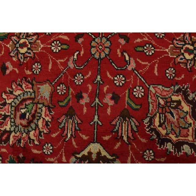 Tabriz Rug 10’2” X 11’5” Red Wool Vintage Traditional Hand-Knotted Carpet For Sale - Image 11 of 15
