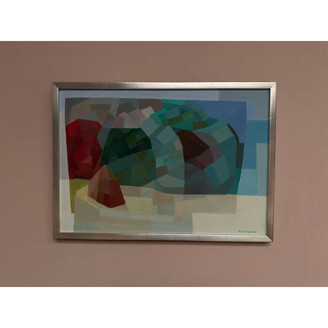 Original Swedish Oil on Canvas – “Composition” by Rune Eringstam – Signed – Vintage & Framed – 63 × 45 cm (24.8" × 17.7")...