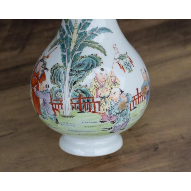 Chinese Famille Rose Figural Porcelain Vase, 1950s For Sale - Image 17 of 18