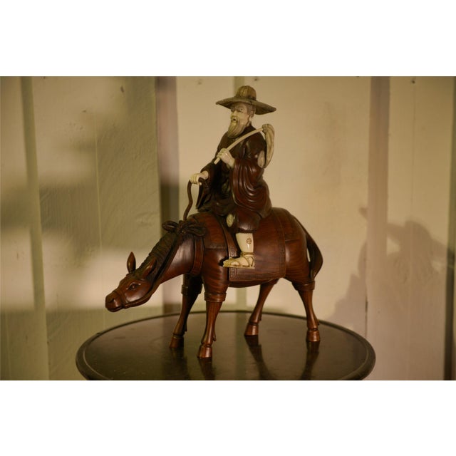 Japanese Wood Carving Sculpture, 1950s For Sale - Image 11 of 11