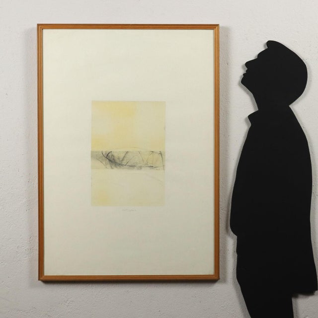 Mixed media on paper. Signed at bottom center. Artist's stamp on the back with the signature and date of the work....