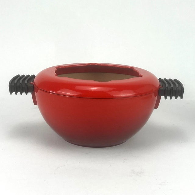 Vintage Red Fondue Set in Enameled Cast Iron Cousances by Le Creuset, 1980s For Sale - Image 12 of 16