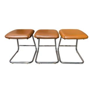 Mid Century Modern Metal Bar Stools - Set of 3 For Sale