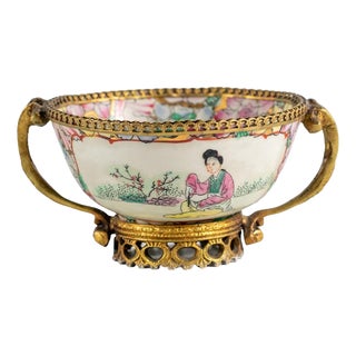 Antique 19th Century Chinese Porcelain Cup - Gilt Bronze Mount For Sale