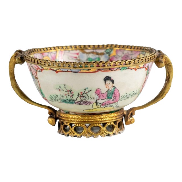 Antique 19th Century Chinese Porcelain Cup - Gilt Bronze Mount For Sale