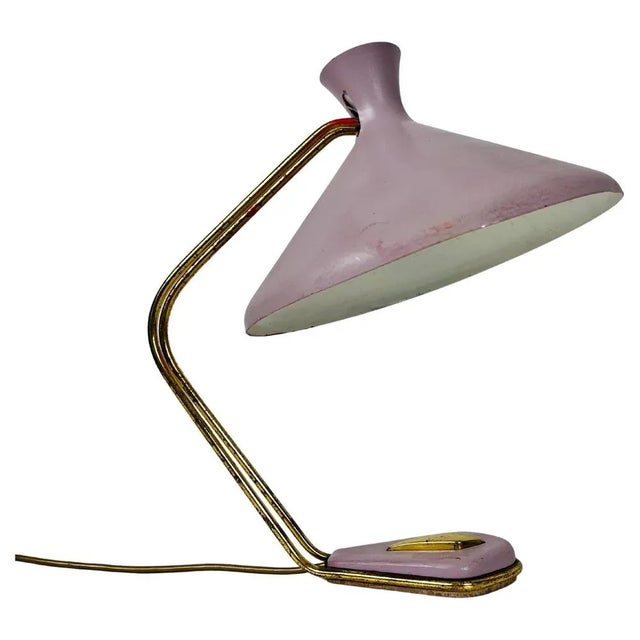 Italian Brass and Violet Table Lamp, Italy, 1960s For Sale - Image 11 of 11