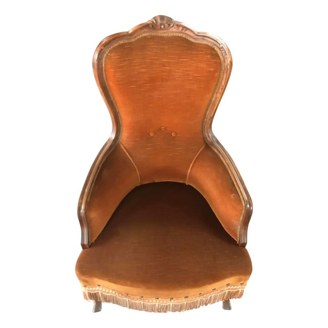 Dralon Velvet and Walnut Chair by Simoeng For Sale