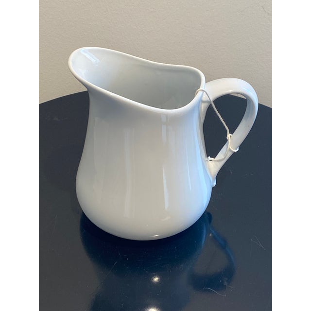 Classic White Ceramic Pitcher For Sale - Image 4 of 4