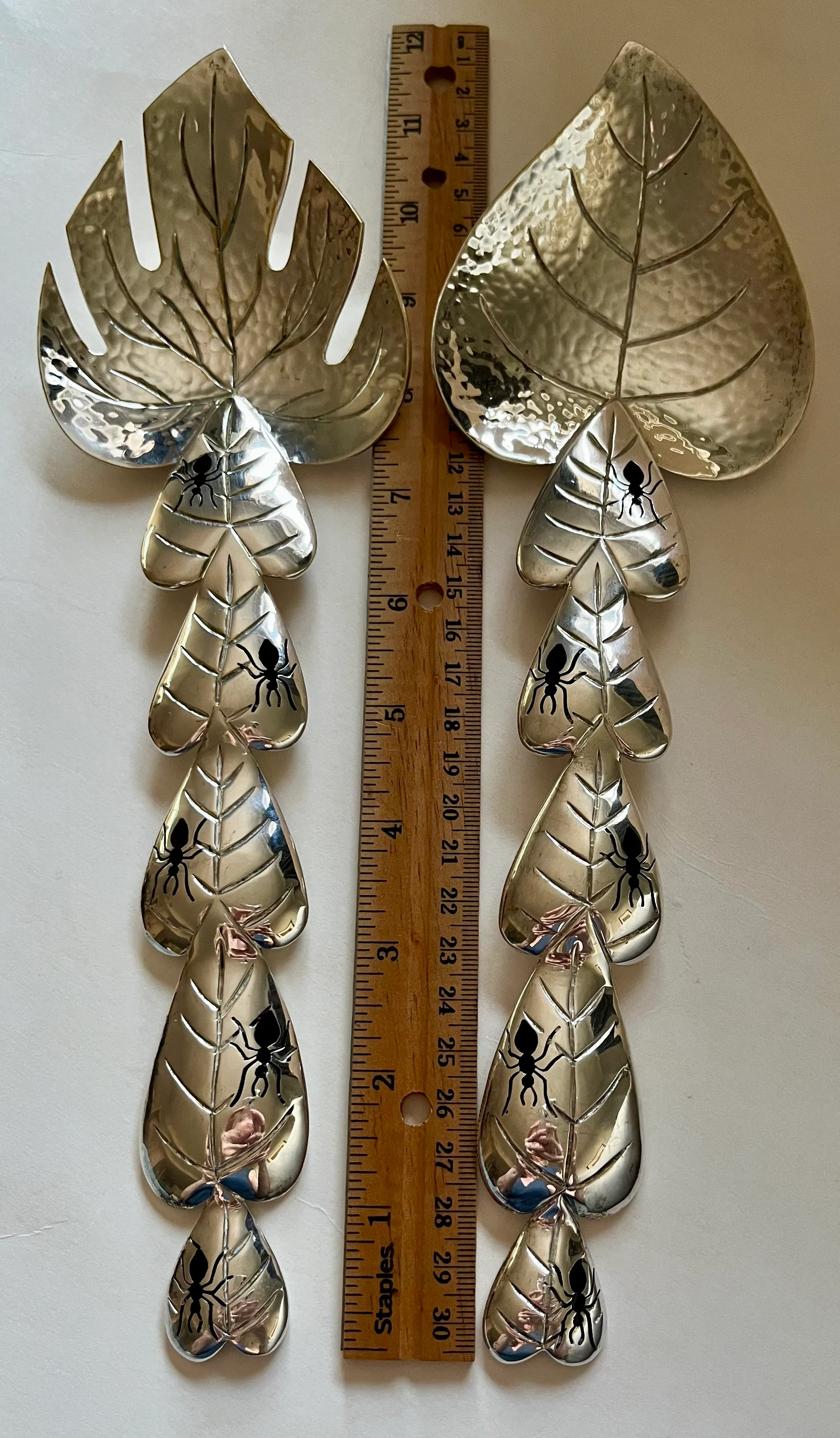1980s Emilia Castillo Silver-Plated Serving Set With Leaf Motif