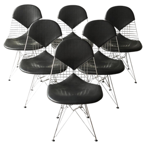 Bikini Wire Frame Chairs by Charles and Ray Eames for Vitra, 1980s, Set of 6