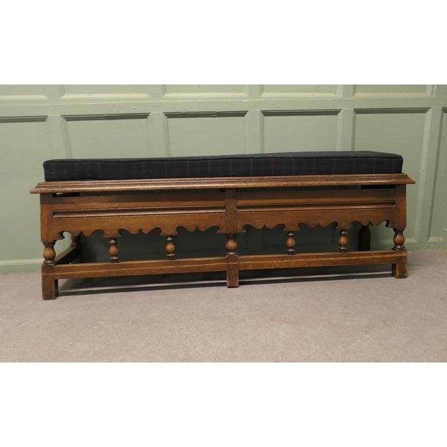Hall Bench Boot Store or Tweed Window Seat A handsome country piece with turned uprights and a very attractive seat, the...
