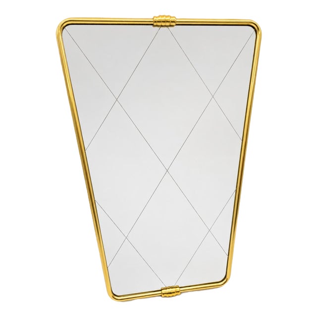 Mid-Century Italian Mirror with Brass Frame, 1950s For Sale