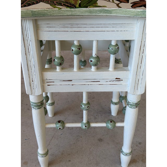 Vintage Custom Painted Tropical Decoupage Spindle Side Table For Sale - Image 11 of 12