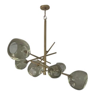Regina Andrew Molten Chandelier in Brass & Smokey Glass For Sale