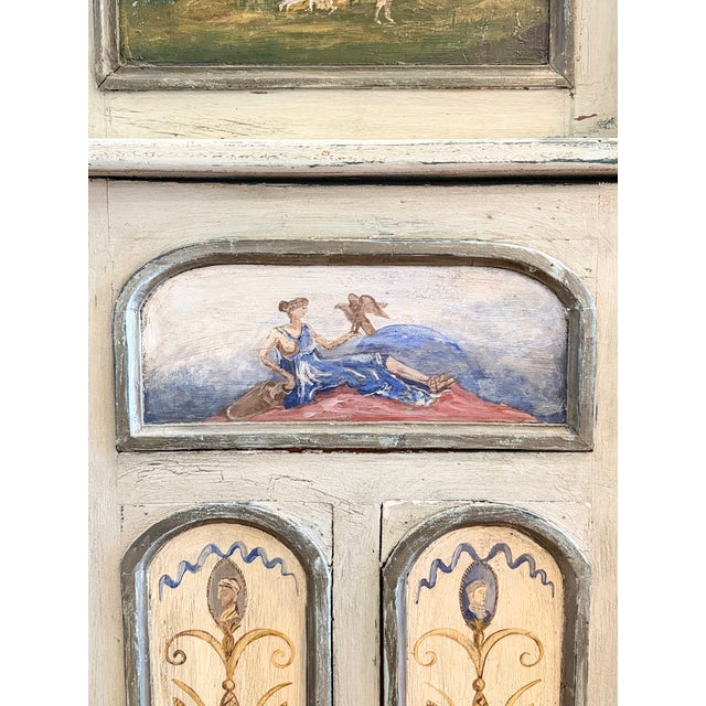 Wood Early 20th Century Italian Hand-Painted Landscape Cabinet For Sale - Image 7 of 12
