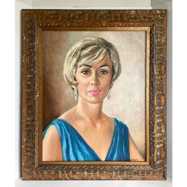 1968 Original Framed Female Portrait Painting Signed Shannon For Sale - Image 13 of 13