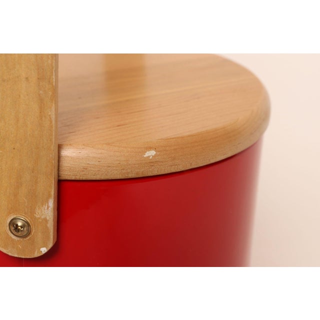 Red Mid Century Modern Red Vinyl and Birch Insulated Ice Bucket by Georges Briard For Sale - Image 8 of 14