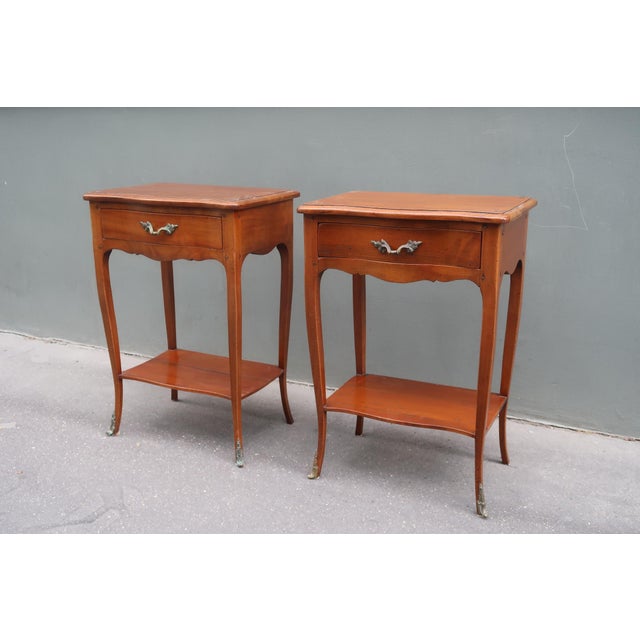 1960s Pair of French Louis XV Style Rosewood Side Tables Attributed to André Mailfert For Sale - Image 9 of 13