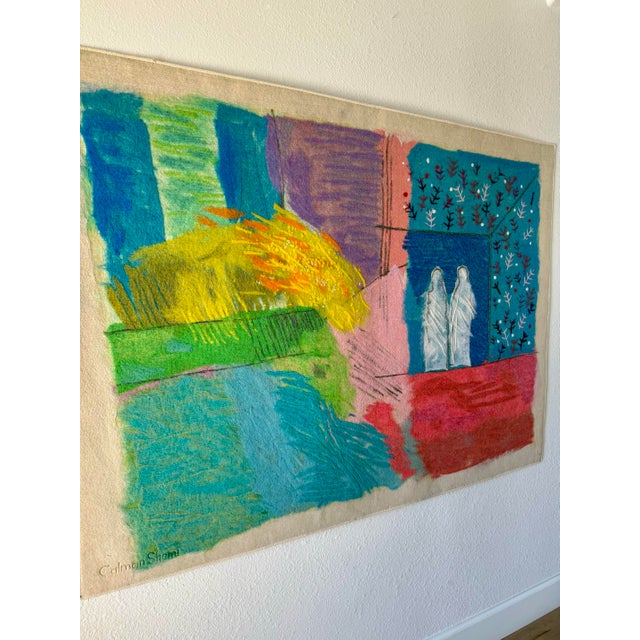 Original signed textile “soft painting” by renowned Argentinian-Israeli artist Calman Shemi, titled Canopy #6. This...