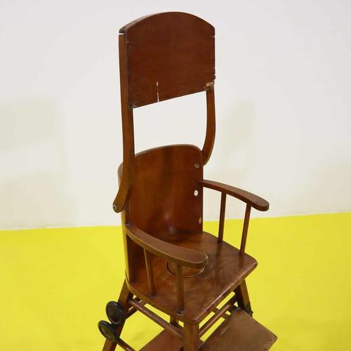 Wood Wooden Children's High Chair with Tray and Footrest For Sale - Image 7 of 13