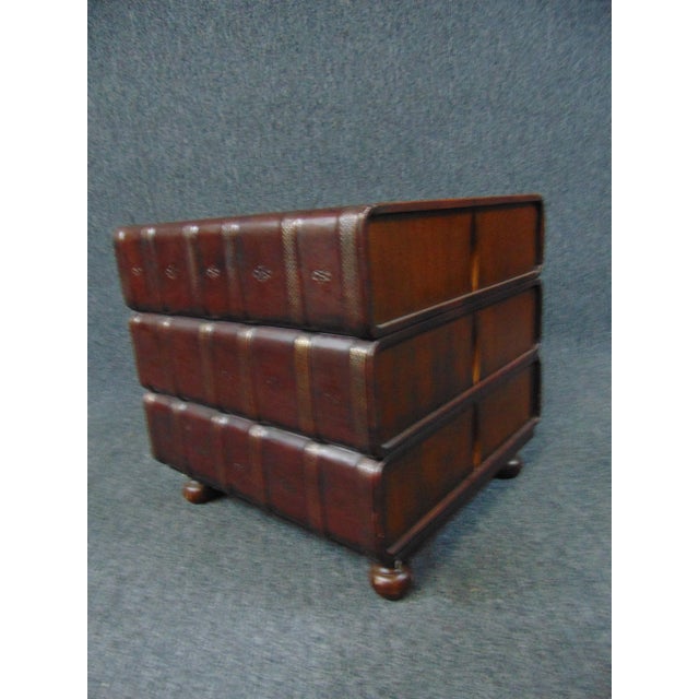 Modern Design Leather Faux Book Stack Tables - a Pair For Sale - Image 9 of 12