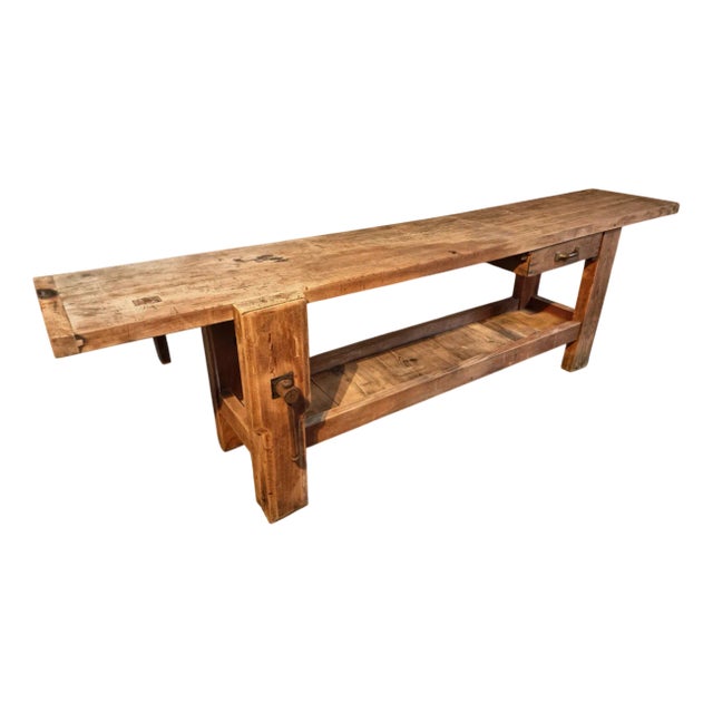 Vintage French Beechwood Workbench, 1920s For Sale