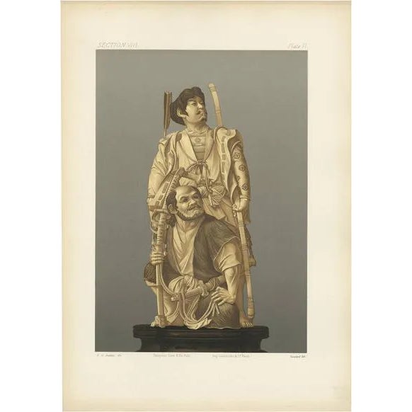 George Ashdown Audsley, Illustration of Japanese Carving in Ivory and Wood, 1884, Print For Sale