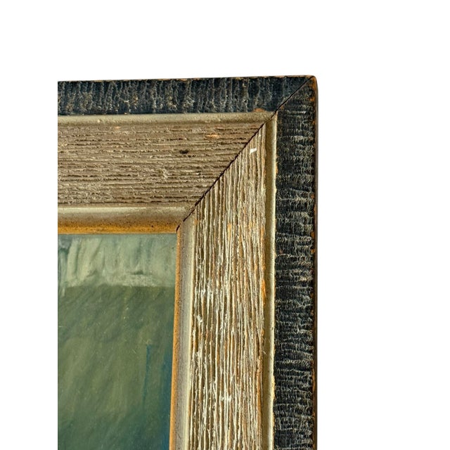 Blue Mid 20th Century Framed Pastel Charcoal Portrait Painting on Board of a “Boy in Blue” For Sale - Image 8 of 12