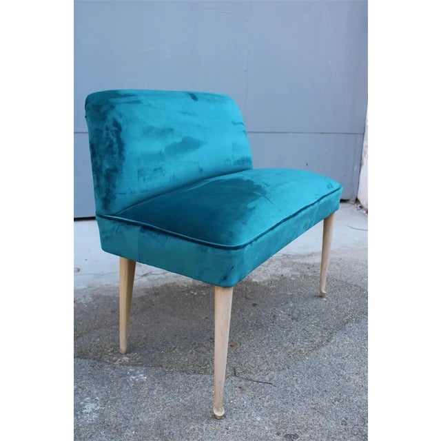 Mid-Century Modern Italian Green Velvet Piccolo Sofa, 1950s For Sale - Image 3 of 12