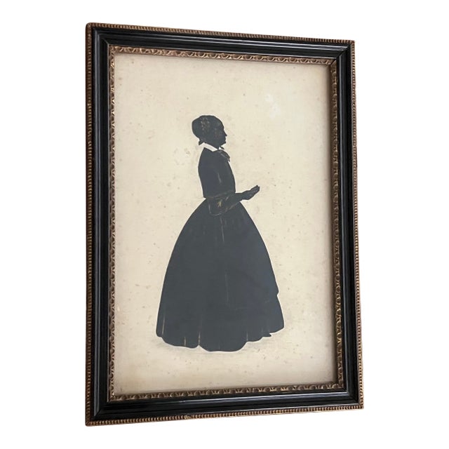 19th Century Silhouette Silkscreened & Gold Gilded in Original Frame For Sale