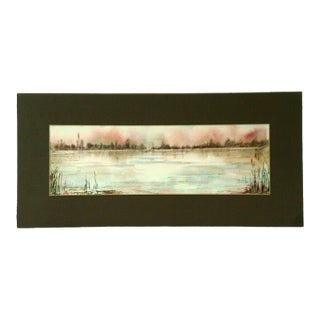 Mid 19th Century Listed Swiss Artist Eduard Hunziker (1827-1901) Landscape Watercolor For Sale