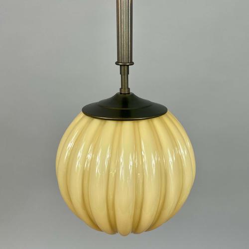 Metal Art Deco Opaline Glass Pendant by Christian Bergh, Sweden 1930s For Sale - Image 7 of 15