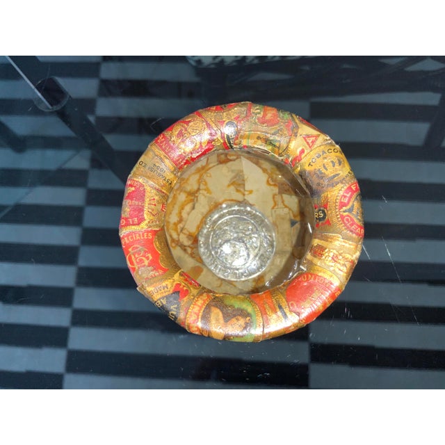 Custom Vintage 1950s Cigar Seals Decoupage Trinket Dish For Sale - Image 4 of 13