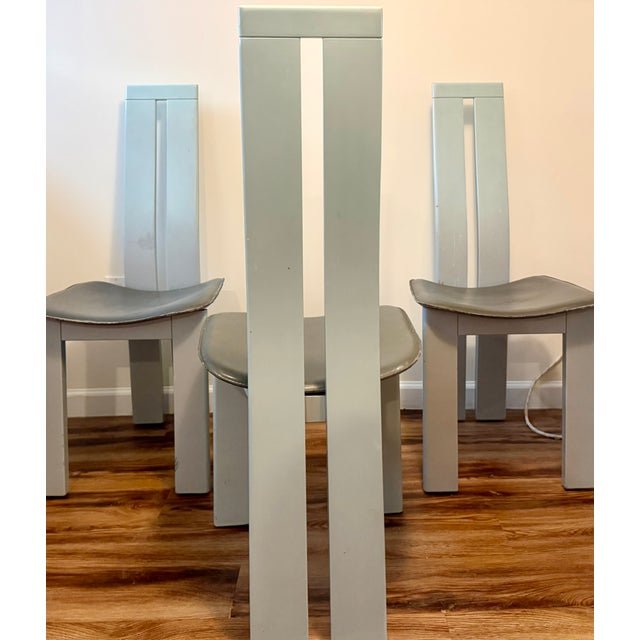 Sculptural set of six Italian postmodern dining chairs in the manner of Pietro Costantini, known for his exaggerated high-...
