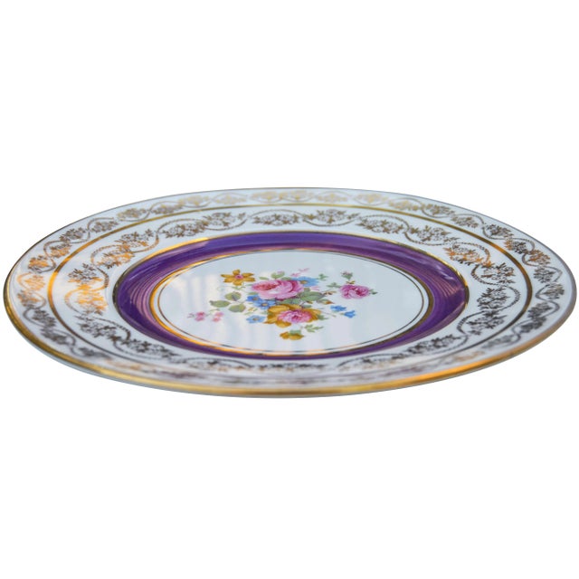 Mid 20th Century Golden Plates with Colorful Floral Motif- Set of 5 For Sale In New York - Image 6 of 8