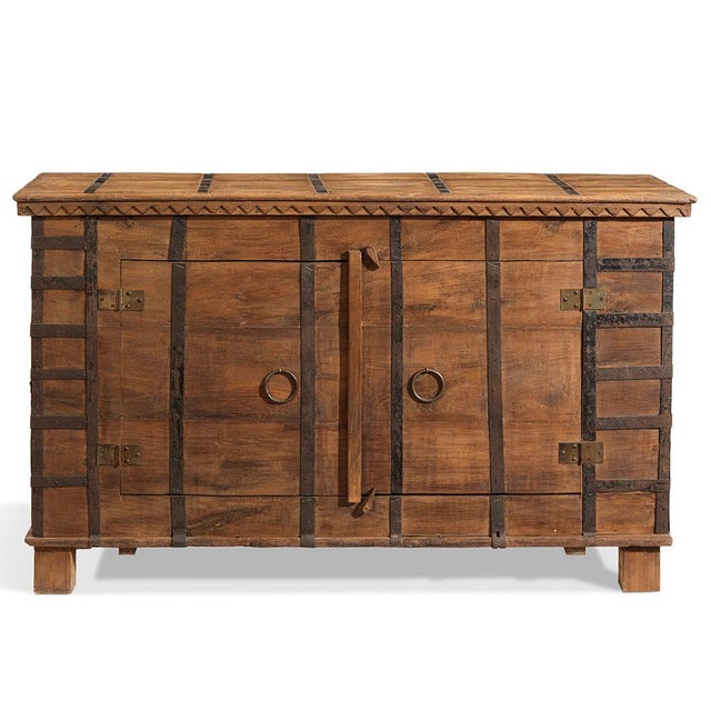 Brown Iron Bound Pithara Chest with Doors, 1950s For Sale - Image 8 of 8