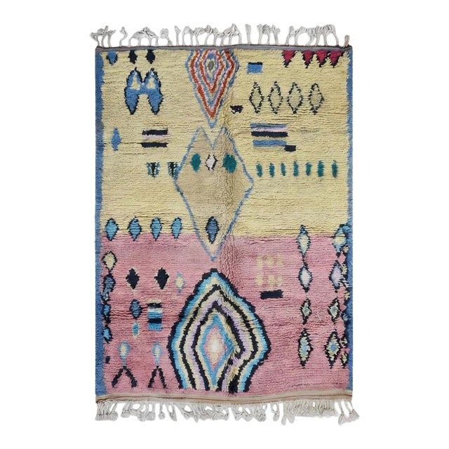 Boho Moroccan Wool Rug - 10.3 X 6.6 Ft For Sale