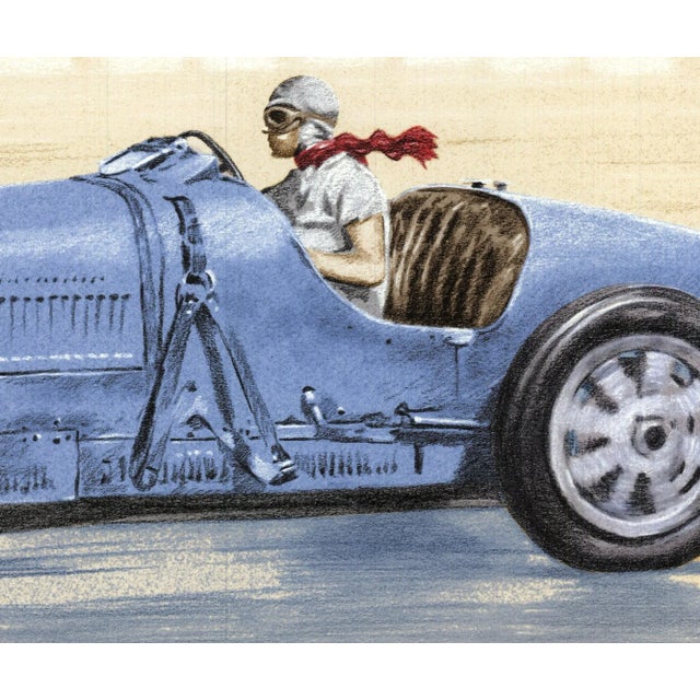2010 Xavier La Victoire 'Bugatti-Helle Nice' Contemporary Blue,Yellow France Lithograph For Sale - Image 4 of 4