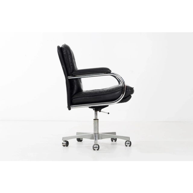 Mid-Century Modern Frank Mariani Leather Desk Chair For Sale - Image 3 of 11